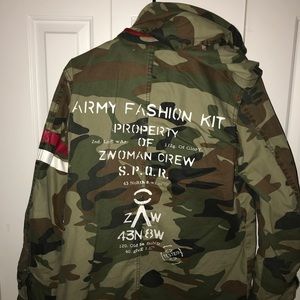 Zara Back Print Camoflage Parka